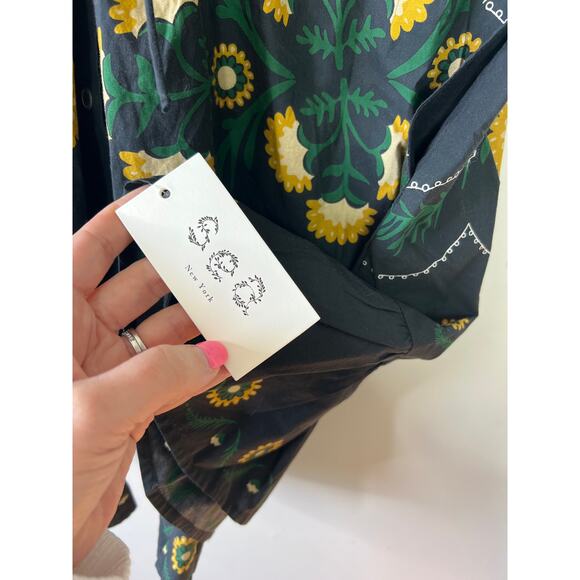 NWT Sea New York Perle Print Puff Sleeve Ruffled Cotton Black Mini Dress - Picture 5 of 9